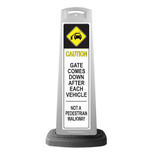 White Reflective Vertical Sign Panel w/Base Option - White Caution Gate Comes Down