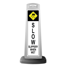 White Reflective Vertical Sign Panel w/Base Option - Slow Slipperty When Wet