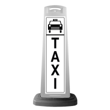 White Reflective Vertical Sign Panel w/Base Option - Car Taxi