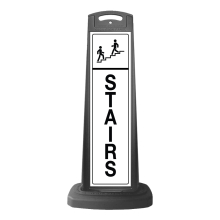 Black Reflective Vertical Sign Panel w/Base Option - Stairs