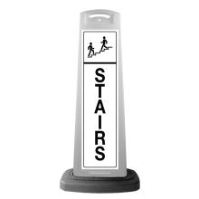 White Reflective Vertical Sign Panel w/Base Option - Stairs