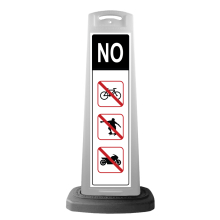 White Reflective Vertical Sign Panel w/Base Option - No Bikes