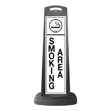 Black Reflective Vertical Sign Panel w/Base Option - Smoking Area