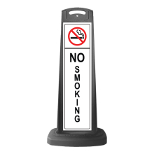 Black Reflective Vertical Sign Panel w/Base Option - No Smoking