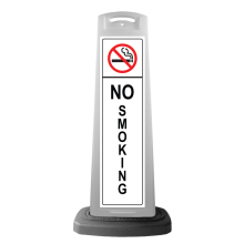 White Reflective Vertical Sign Panel w/Base Option - No Smoking