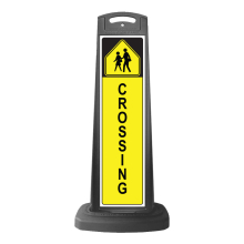 Black Reflective Vertical Sign Panel w/Base Option - Pedestrian Crossing