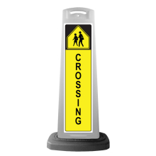 White Reflective Vertical Sign Panel w/Base Option - Pedestrian Crossing