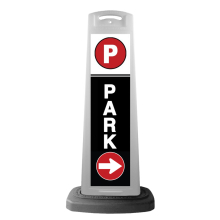 White Reflective Vertical Sign Panel w/Base Option - Park Right Arrow