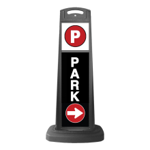 Black Reflective Vertical Sign Panel w/Base Option - Park & Arrow