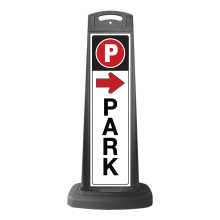Black Reflective Vertical Sign Panel w/Base Option - Park & Red Arrow