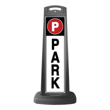 Black Reflective Vertical Sign Panel w/Base Option - Park Black Text
