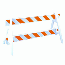 A-Frame Barricade w/Two Legs, Two I-Beams - Length and Reflective Options