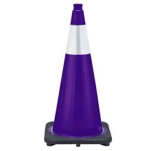 28" Purple Traffic Cone, 7 lb Black Base,  w/6" Reflective Collar 
