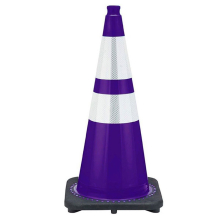 28" Purple Traffic Cone, 7 lb Black Base, w/6" & 4" 3M Reflective Collar 
