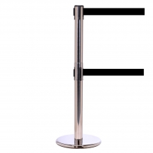 QueuePro Twin Polished Stainless Metal Retractable Belt Post