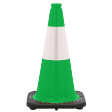 18" Kelly Green Traffic Cone, 3 lb Black Base, w/6" Reflective Collar
