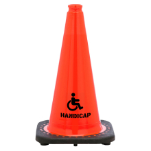 18" Handicap STENCIL Traffic Cone, 3 lb Black Base