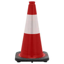 18" Red Traffic Cone, 3 lb Black Base, w/6" Reflective Collar