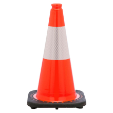 18" Orange Traffic Cone, 3 lb Black Base, w/6" 3M Reflective Collar