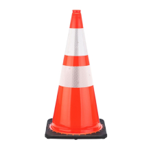 28" Orange Traffic Cone, 5.5 lb Black Base, w/6" & 4" 3M Reflective Collar