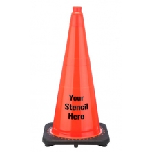 FREE STENCIL 28" Orange Traffic Cone, 7 lb Black Base