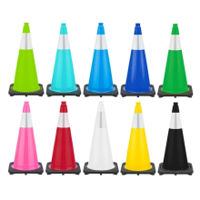 28" Colored Traffic Cone, 7 lb Black Base, w/6" Reflective Collar