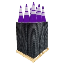 Exclusive Pallet Bundle 28" Purple Traffic Cones, 7lb Black Base w/6" & 4" Reflective Collars