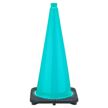 28" Teal Green Traffic Cone, 7 lb Black Base