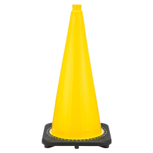 28" Yellow Traffic Cone, 7 lb Black Base