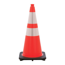 28" Orange Traffic Cone, 10 lb Black Base, w/6" & 4" 3M Reflective Collars