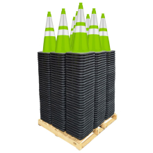 Pallet Bundle 28" Lime Traffic Cones, 7 lb Black base, w/6" & 4" 3M Reflective Collars