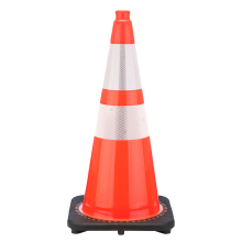 Govt Agency 28" Orange Traffic Cone, 7 lb Black Base, w/6" & 4" 3M Reflective Collars
