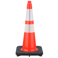 28" Slim Orange Traffic Cone, 10 lb Black Base, w/6" & 4" 3M Reflective Collar