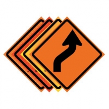 36" x 36" Roll Up Traffic Sign and Heavy Duty Cross Brace - Reverse Curve Right Symbol