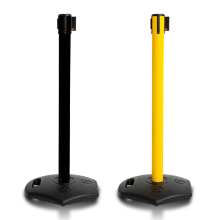 Safety Outdoor Retractable Belt Post, 11 ft Belt, Rubber Base