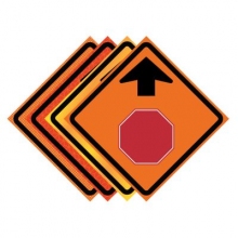 36" x 36" Roll Up Traffic Sign - Stop Ahead Symbol