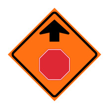 Stop Ahead Symbol Roll-Up Traffic Sign