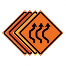 48" x 48" Roll Up Traffic Sign - Three Lane Double Reverse Curve Left Symbol