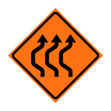 Three Lane Double Reverse Curve Left Symbol Roll-Up Traffic Sign