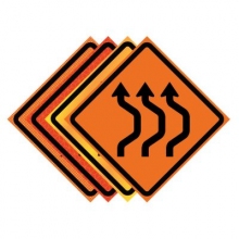 48" x 48" Roll Up Traffic Sign - Three Lane Double Reverse Curve Right Symbol