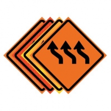 48" x 48" Roll Up Traffic Sign - Three Lane Reverse Curve Left Symbol