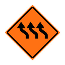 Three Lane Reverse Curve Left Symbol Roll-Up Traffic Sign