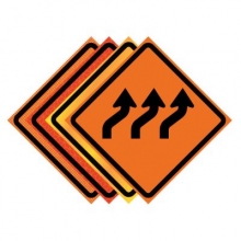 48" x 48" Roll Up Traffic Sign - Three Lane Reverse Curve Right Symbol