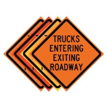 48" x 48" Roll Up Traffic Sign - Trucks Entering Exiting Roadway