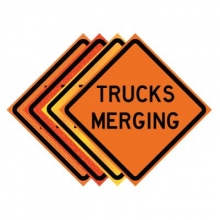 48" x 48" Roll Up Traffic Sign - Trucks Merging