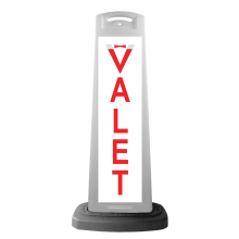 White Reflective Vertical Sign Panel w/Base Option - Red Valet