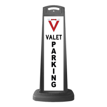 Black Reflective Vertical Sign Panel w/Base Option - Valet Parking