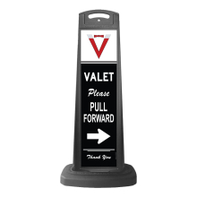 Black Reflective Vertical Sign Panel w/Base Option - Valet Please Pull Forward