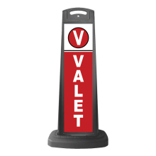 Black Reflective Vertical Sign Panel w/Base Option - Valet Text on Red