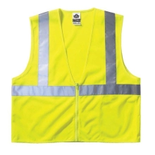 GloWear Hi Vis Class 2 Vest w/Pocket, Zipper Closure, L/XL, Lime
